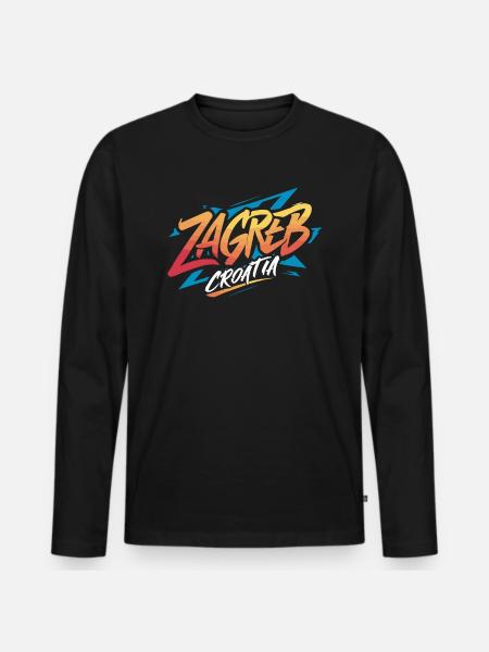 Zagreb Croatia Souvenir - Men's Premium Organic Long Sleeve Shirt - black