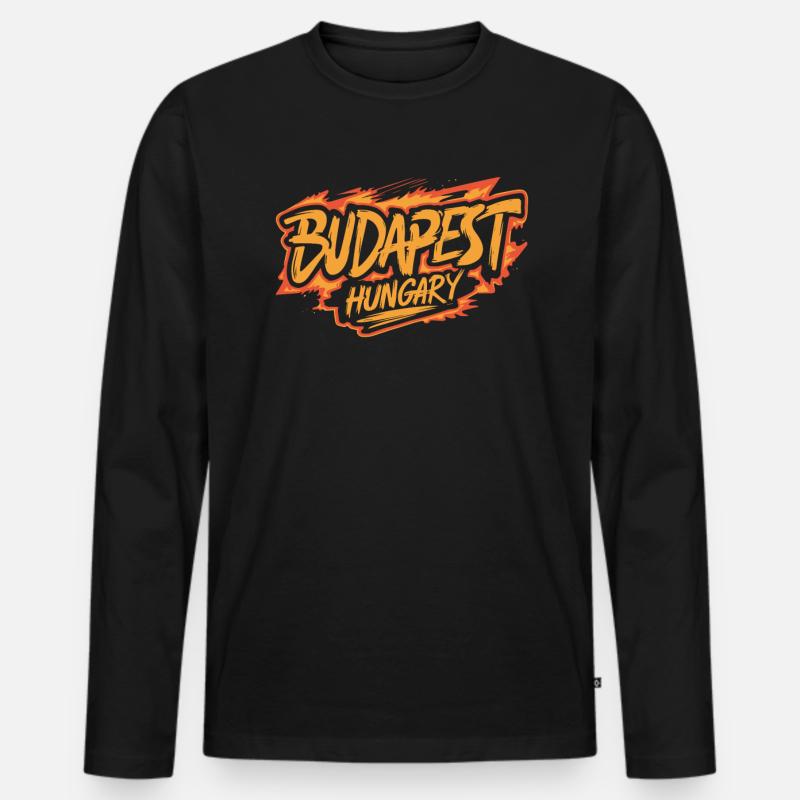 Budapest Hungary Souvenir - Männer Premium Bio Langarmshirt - Schwarz