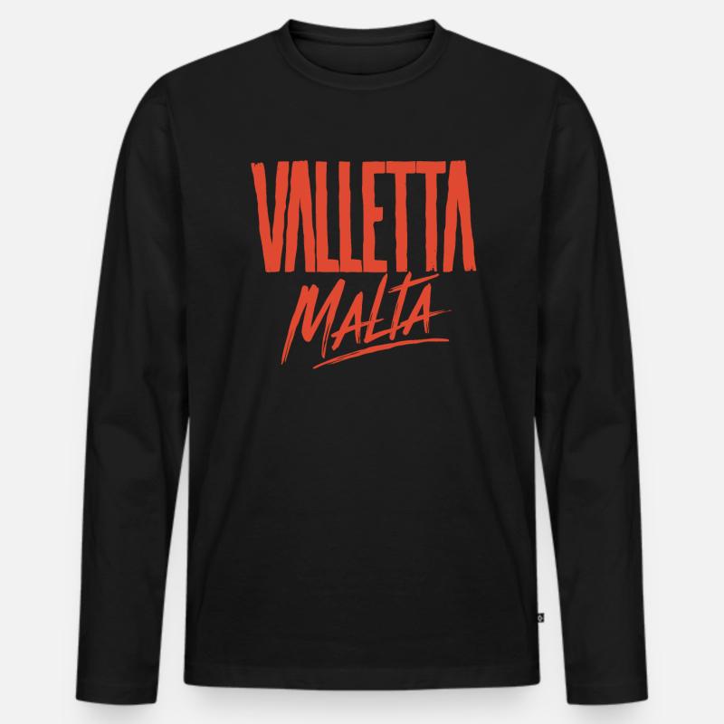 Valletta Malta Souvenir Erinnerung - Männer Premium Bio Langarmshirt - Schwarz