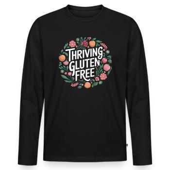 Blühendes Glutenfrei Leben Glutenfreie - Männer Premium Bio Langarmshirt - Schwarz - Vorne - Nico (187cm)