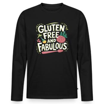 Sans gluten et fabuleux - T-shirt manches longues Premium bio Homme - noir - Devant - Nico (187cm)