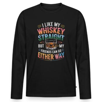 J’aime mon whisky pur mais mes amis peuvent y aller - T-shirt manches longues Premium bio Homme - noir - Devant - Nico (187cm)