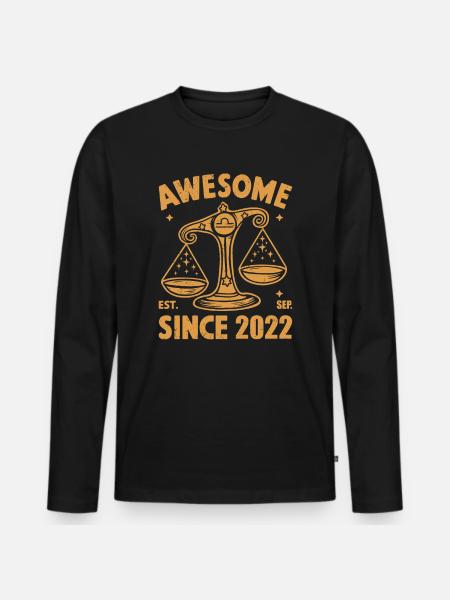Awesome Since 2022 Libra Birthday - Men's Premium Organic Long Sleeve Shirt - black