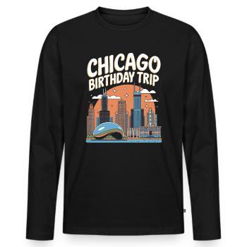 Chicago Birthday Travel Skyline - Men's Premium Organic Long Sleeve Shirt - black - Front - Nico (187cm)