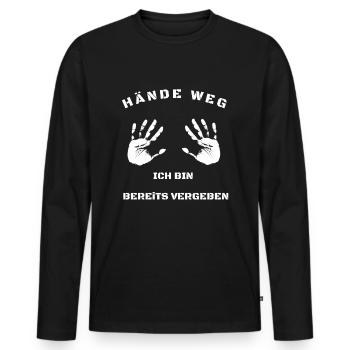 Hände weg ich bin bereits - Männer Premium Bio Langarmshirt - Schwarz - Vorne - Nico (187cm)