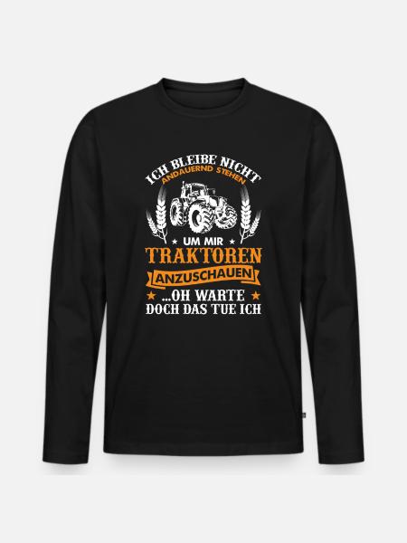 Landwirt & Bauern Traktor Trecker Liebe Geschenk - Männer Premium Bio Langarmshirt - Schwarz