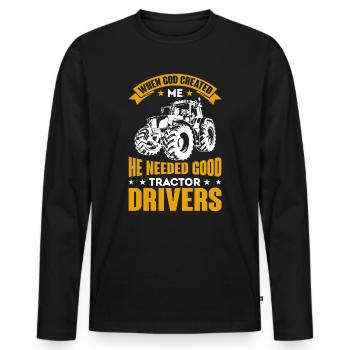 Agriculteur & agriculteurs tracteur tracteur cadeau d’amour - T-shirt manches longues Premium bio Homme - noir - Devant - Nico (187cm)