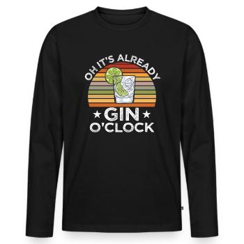 Drôle de gin amants tonique proverbes cadeau - T-shirt manches longues Premium bio Homme - noir - Devant - Nico (187cm)