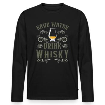 Whiskey Liebhaber Geschenk Für Whisky Trinker - Männer Premium Bio Langarmshirt - Schwarz - Vorne - Nico (187cm)