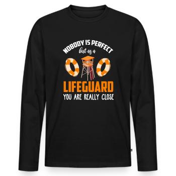 Sauveteur, sauveteur, bouée de sauvetage - T-shirt manches longues Premium bio Homme - noir - Devant - Nico (187cm)