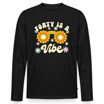 Jahrgang 1982 40 Jahre Jubiläum Frau Retro Groovy - Männer Premium Bio Langarmshirt - Schwarz - Vorne - Nico (187cm)