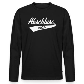 Abschluss – 2024 (Schulabschluss / White) - Männer Premium Bio Langarmshirt - Schwarz - Vorne - Nico (187cm)