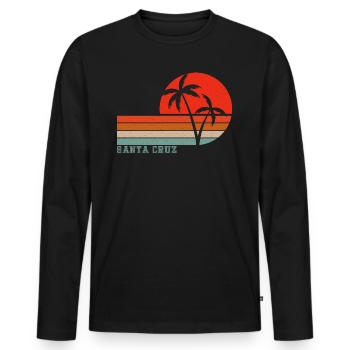 Santa Cruz California Vintage Sunset - Men's Premium Organic Long Sleeve Shirt - black - Front - Nico (187cm)