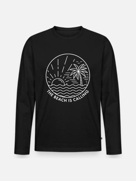 Der Strand ruft - Männer Premium Bio Langarmshirt - Schwarz
