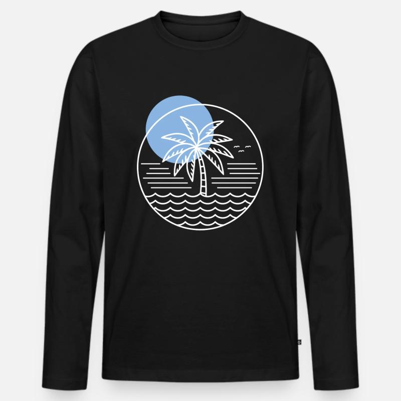 Palmen-Kreis - Männer Premium Bio Langarmshirt - Schwarz