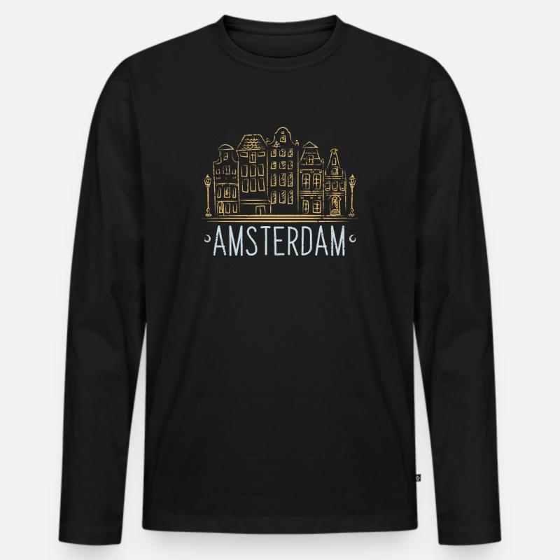 Amsterdam - Männer Premium Bio Langarmshirt - Schwarz