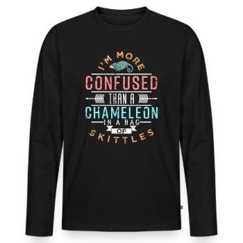 chameleon - Men's Premium Organic Long Sleeve Shirt - black - Front - Nico (187cm)