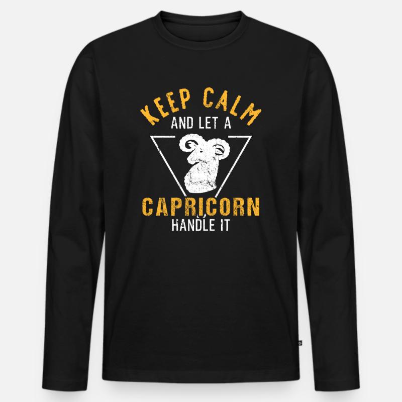 Steinbock - Männer Premium Bio Langarmshirt - Schwarz