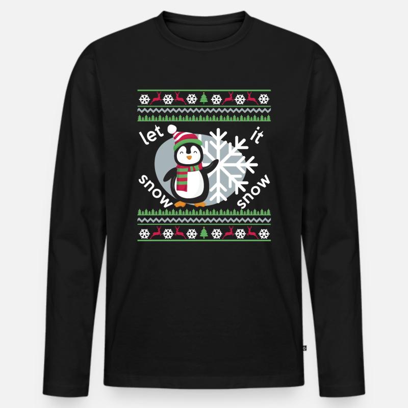 Pinguin Weihnachten Geschenk - Männer Premium Bio Langarmshirt - Schwarz