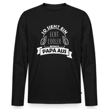 So sieht ein echt cooler Bonus Papa aus! - Männer Premium Bio Langarmshirt - Schwarz - Vorne - Nico (187cm)