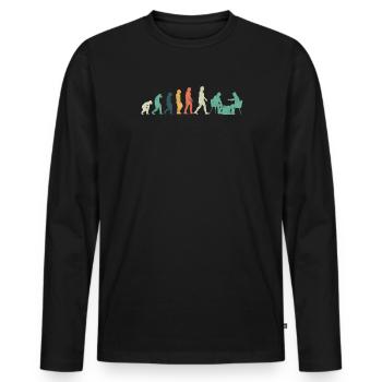 Evolution Schach Schachfigur - Männer Premium Bio Langarmshirt - Schwarz - Vorne - Nico (187cm)