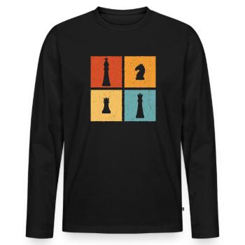 Chess Player Chess Retro Humor - Men's Premium Organic Long Sleeve Shirt - black - Front - Nico (187cm)