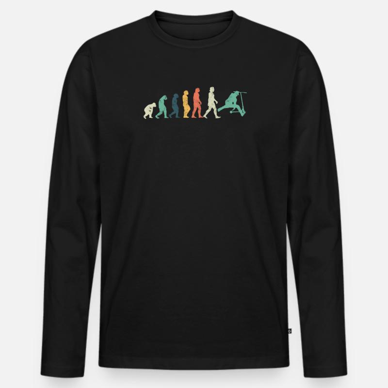 Evolution Scooter Roller - Männer Premium Bio Langarmshirt - Schwarz