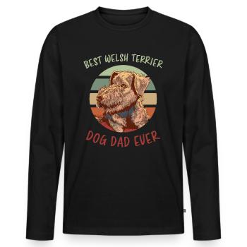 Welsh Terrier Dad Saying Welsh Terrier Gift - Men's Premium Organic Long Sleeve Shirt - black - Front - Nico (187cm)
