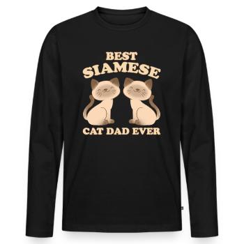 Siamese Spruch Katze Papa Lustige Siamese Geschenk - Männer Premium Bio Langarmshirt - Schwarz - Vorne - Nico (187cm)