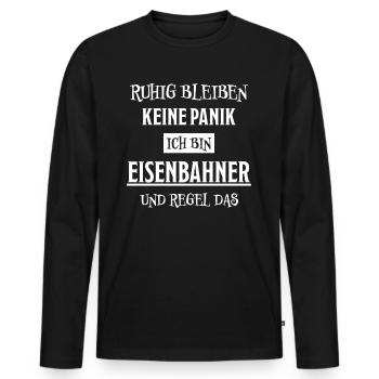 Eisenbahner Spruch Eisenbahn Lokführer Geschenk - Männer Premium Bio Langarmshirt - Schwarz - Vorne - Nico (187cm)