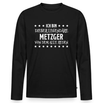 Metzger Beruf Lustiger Spruch Fleischer Geschenk - Männer Premium Bio Langarmshirt - Schwarz - Vorne - Nico (187cm)