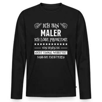 Maler Witz Spruch Meister Lackierer Maler Geschenk - Männer Premium Bio Langarmshirt - Schwarz - Vorne - Nico (187cm)