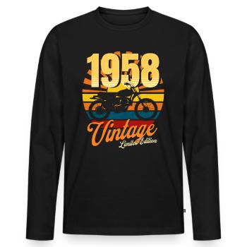 Motorrad Jahrgang 1958 Geburtstag 65 Jahre Biker - Männer Premium Bio Langarmshirt - Schwarz - Vorne - Nico (187cm)
