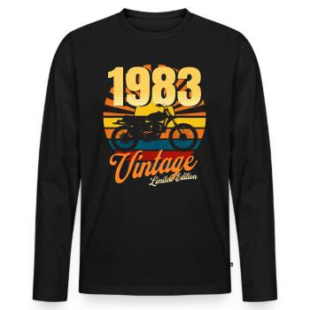 Moto Né En 1983 Anniversaire 40 Ans Motard - T-shirt manches longues Premium bio Homme - noir - Devant - Nico (187cm)
