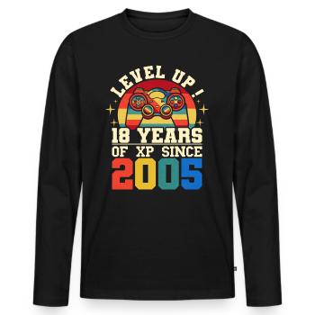 Level 18 2005 Birthday Gamer 18 years - Men's Premium Organic Long Sleeve Shirt - black - Front - Nico (187cm)