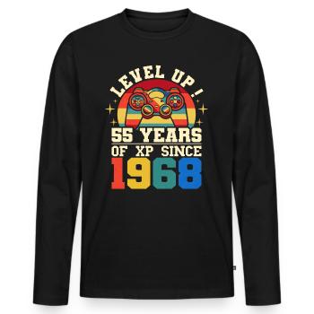 Level 55 1968 Birthday Gamer 55 years - Men's Premium Organic Long Sleeve Shirt - black - Front - Nico (187cm)