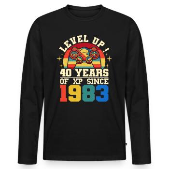 Level 40 1983 Birthday Gamer 40 Jahre - Männer Premium Bio Langarmshirt - Schwarz - Vorne - Nico (187cm)