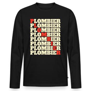 Idée Unique et Originale Pour Homme Plombier - T-shirt manches longues Premium bio Homme - noir - Devant - Nico (187cm)