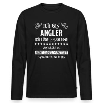 Angler Fisch Hobby Angeln Fische Fun Meer Geschenk - Männer Premium Bio Langarmshirt - Schwarz - Vorne - Nico (187cm)