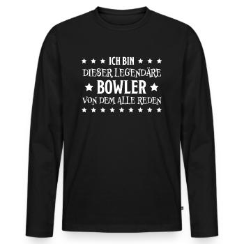 Bowling Spruch Bowlingspieler Fun Bowler Geschenk - Männer Premium Bio Langarmshirt - Schwarz - Vorne - Nico (187cm)