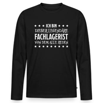 Fachlagerist Stablerfahrer Beruf Lagerist Geschenk - Männer Premium Bio Langarmshirt - Schwarz - Vorne - Nico (187cm)
