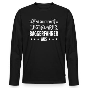 Baggerfahrer Lustiger Spruch Beruf Bagger Geschenk - Männer Premium Bio Langarmshirt - Schwarz - Vorne - Nico (187cm)