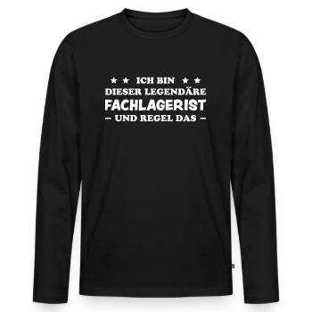 Fachlagerist Stablerfahrer Beruf Lagerist Geschenk - Männer Premium Bio Langarmshirt - Schwarz - Vorne - Nico (187cm)