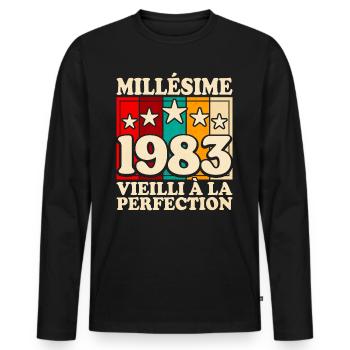 Millésime 1983 Fête 40 Ans Anniversaire - T-shirt manches longues Premium bio Homme - noir - Devant - Nico (187cm)