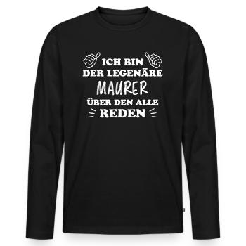 Maurer Lustiger Spruch Baustelle Maurer Geschenk - Männer Premium Bio Langarmshirt - Schwarz - Vorne - Nico (187cm)