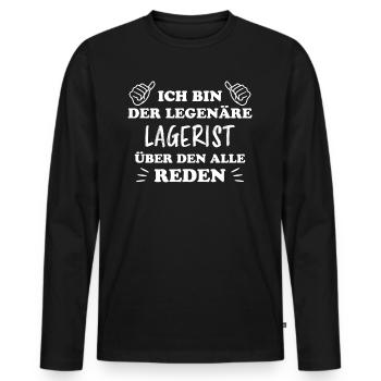 Lagerist Spruch Stablerfahrer Logistiker Geschenk - Männer Premium Bio Langarmshirt - Schwarz - Vorne - Nico (187cm)
