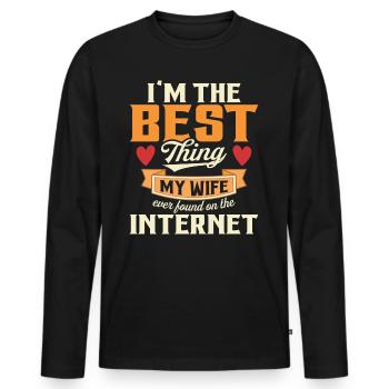Found By My Wife Humor Joke Couple Online - Men's Premium Organic Long Sleeve Shirt - black - Front - Nico (187cm)