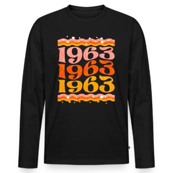 Geburtstagsparty Frau 1963 60-jähriges Jubiläum - Männer Premium Bio Langarmshirt - Schwarz - Vorne - Nico (187cm)