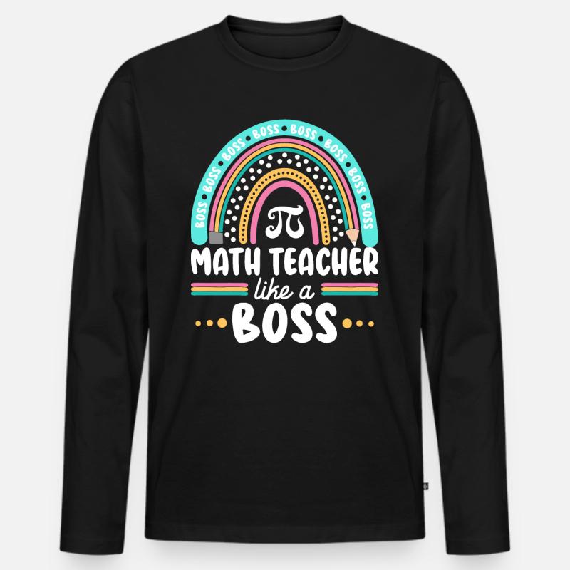 Humor Mathelehrer als Mathechef - Männer Premium Bio Langarmshirt - Schwarz