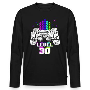 Geek Level 30 Jubiläum Gamer 30 Jahre - Männer Premium Bio Langarmshirt - Schwarz - Vorne - Nico (187cm)